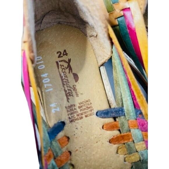 Calzado Ortega Lissandra Womens Sandals Huraches Rainbow Leather Made Mexico 7.5 - Picture 7 of 8